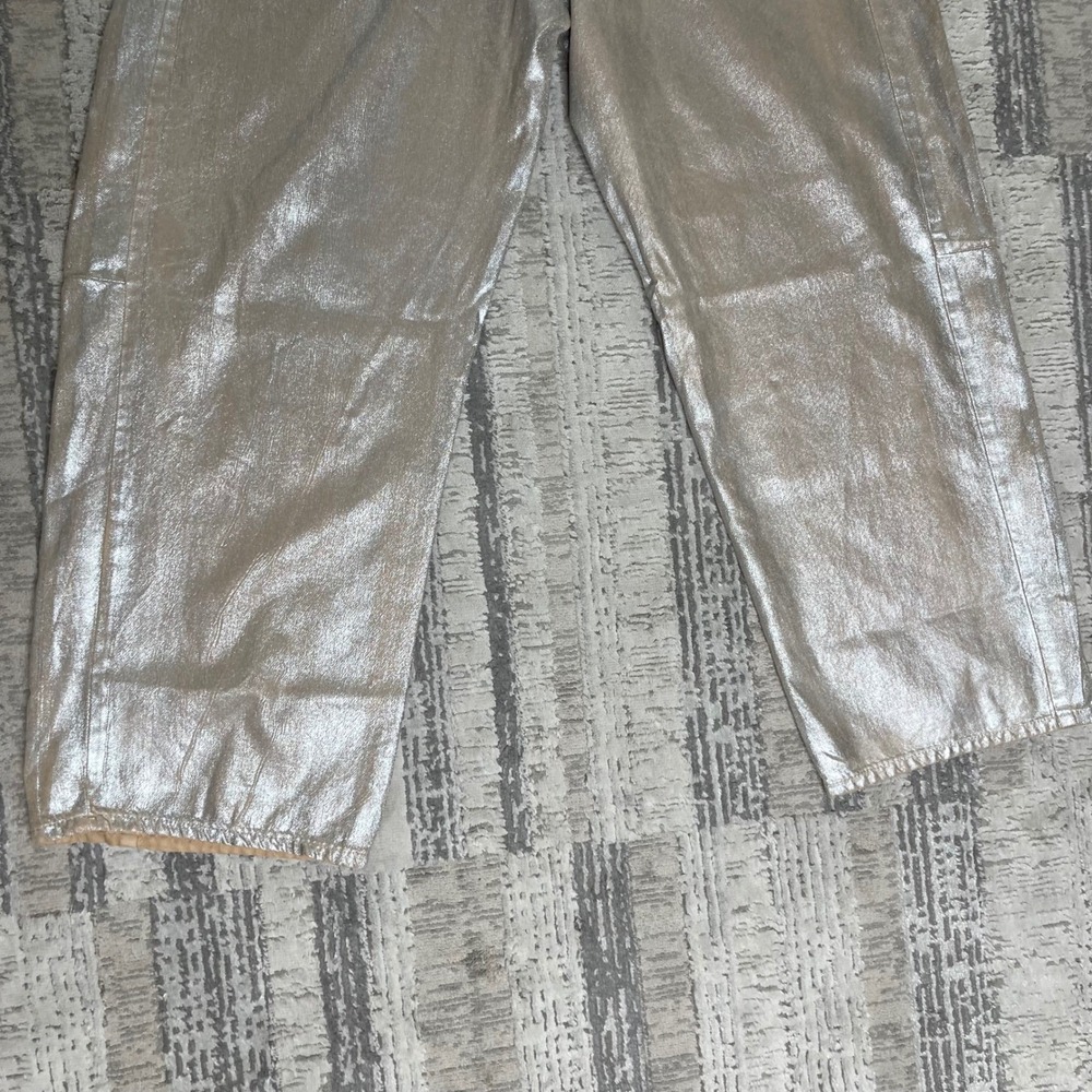 NEW Lucky Brand Legend Silver Metallic Barrel Leg Jeans High Rise Ankle 4/27‎ A - Picture 7 of 13